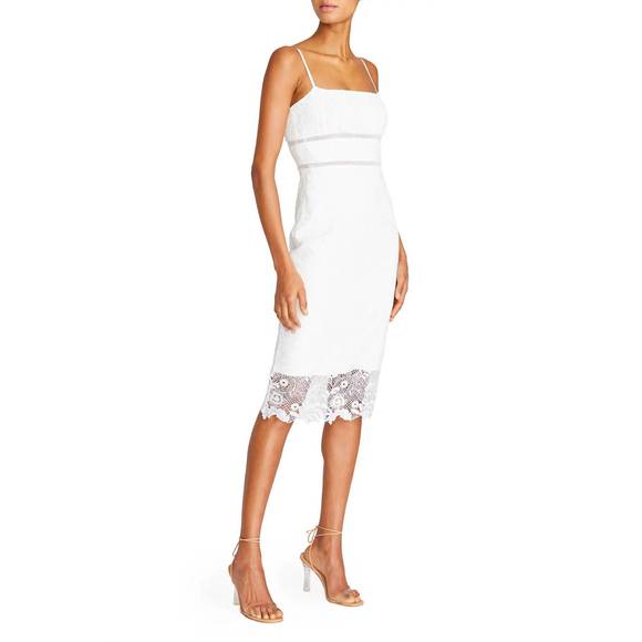 NEW MONIQUE LHUILLIER lace midi dress in ivory - Picture 1 of 3